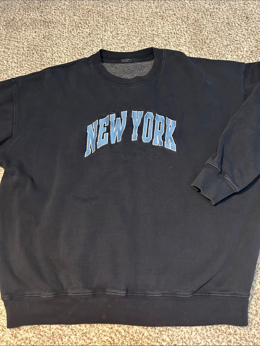 John Galt Brandy Melville Crewneck with Light Blue "New York" Arch
